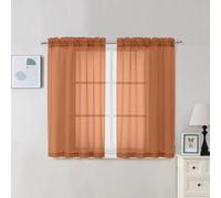 Chyhomenyc Lot de 2 Rideaux Transparents Orange 106 x 114 cm - Courts Filtrant la Lumière pour Salon, Chambre à Coucher, Petites Fenêtres