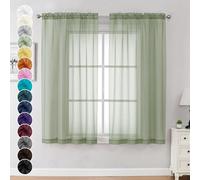 Chyhomenyc Lot de 2 Rideaux Transparents Vert Sauge de 137 cm de Long avec Passe-Tringle pour Salle à Manger, Salle de Bain, Salon, Chambre à Coucher, 106 x 137 cm chacun