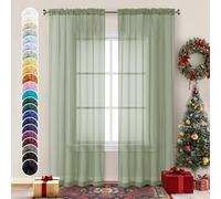 Chyhomenyc Lot de 2 voilages Vert Sauge de 213,4 cm de Long, Rideaux Doux filtrant la lumière pour Salon, Chambre à Coucher, 106,7 x 213,4 cm chacun
