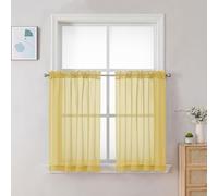 Chyhomenyc Rideaux courts transparents jaune moutarde de 76,2 cm de long, rideaux filtrant la lumière pour fenêtre à moitié pour cuisine, rideaux petits élégants pour placard de cave et de salle de