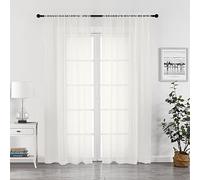 Chyhomenyc Rideaux transparents ivoire 229 cm de long 2 panneaux, voilage léger filtrant doux aéré élégant pour la chambre à coucher, le salon, la décoration de mariage et de fête, 107 x 229 cm