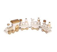 Ciao Christmas Train (20cm: Locomotive + 3 Wagons) Wooden Decoration, White/Gold