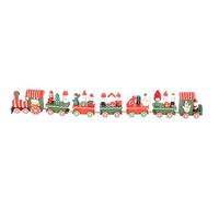 Ciao Christmas Train (42cm: Locomotive + 6 Wagons) Wooden Decoration, Red/Green