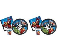 Ciao Kit Vaisselle de Fête Marvel Avengers Evergreen pour 8 personnes (36 pcs: 8 assiettes Ø23cm, 8 gobelets 200ml, 20 serviettes 33x33cm) en papier FSC compostable eco-friendly (Lot de 2)
