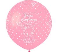 Ciao - Pack 25 balloons pearly Primo Compleanno in natural latex Premium Quality G150 (Ø 48cm / 19"), pink pearl