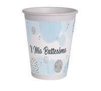 Ciao - Verres en papier compostables Battesimo (250 ml), 8 pièces, bleu clair, 34779