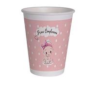 Ciao - Verres en papier premier anniversaire (250 ml), 8 pièces, rose, 34769
