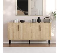 Ciaro buffet cannelé 4 portes aspect bois 150x75cm