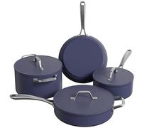 CIARRA Beyond Batterie de cuisine antiadhésive avec couvercles avec four hollandais 24cm, poêle 26cm, sauteuse 28cm, casserole 20cm, Bleu