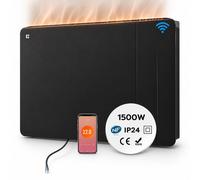 CIARRA Radiateur Électrique à Inertie Céramique 1500W WiFi, Thermostat Numérique, Radiateur Mural Programmable avec Écran LCD, IP24, Noir, Raccordemen