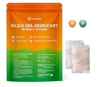 Ciberate 20 g x 15 paquets de gel de silice avec perles d'orange - Indicateur d'humidité - Gel de silice de qualité alimentaire - Absorbeur d'humidité pour éliminer l'humidité