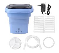 ciciglow Machine à Laver Portable, Mini Machine à Laver Pliable Grande Capacité Essorage Doux Séchage Petite Rondelle avec Couvercle Noir pour Chaussettes Jupe Chemisier Vêtements de (Bleu)