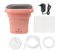 ciciglow Machine à Laver Portable, Mini Machine à Laver Pliable Grande Capacité Essorage Doux Séchage Petite Rondelle avec Couvercle Noir pour Chaussettes Jupe Chemisier Vêtements de (Rose)