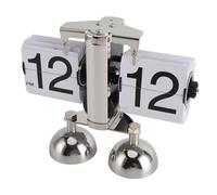 ciciglow Rétro Numérique Flip Horloge de Bureau, 12 Heures Bouton Temps Mécanique Flip Horloge Batterie Alimenté pour La Maison Salon Double Jambe Page Flip Horloge (White)