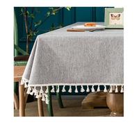 CIEEIN CIEHT Coton Effet Lin Nappe Rectangulaire Antitache Protège Table Imperméable Facile Nettoyer Lavable en Machine Gris 90 * 90cm