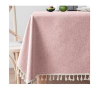 CIEEIN CIEHT Coton Effet Lin Nappe Rectangulaire Antitache Protège Table Imperméable Facile Nettoyer Lavable en Machine Rose 120 * 120cm