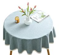 CIEEIN CIEHT Coton Lin Nappe Ronde Diamètre 120cm-280cm Hôtel Restaurant Imperméable Facile Nettoyer Gris Bleu 260cm de diamètre