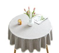 CIEEIN CIEHT Coton Lin Nappe Ronde Diamètre 120cm-280cm Hôtel Restaurant Imperméable Facile Nettoyer Gris Clair 260cm de diamètre