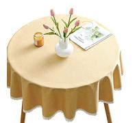 CIEEIN CIEHT Coton Lin Nappe Ronde Imperméable Jaune Diamètre 160cm | Famille Hôtel Restaurant Imperméable Facile Nettoyer Nappes