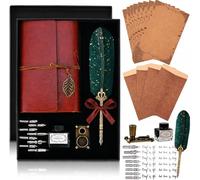 Cieex Caligraphie Ecriture Kit Ensemble de Stylo Plume Calligraphie Vintage avec Plumes de Rechange, Encre, Porte-Stylo, Papiers à écrire, Enveloppes et Carnet de Notes Cadeau pour Lui, Homme, Papa