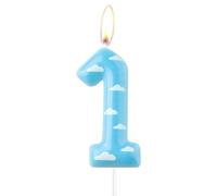 Ciel Bleu 1er anniversaire bougies,Nuages blancs numéro 1 bougie pour gâteau,Cartoon 1er anniversaire décorations pour filles garçons,Jouet à thème décora histoire gâteau Topper pour de fête à thème