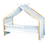 Ciel de lit cabane gaze coton bleu 420