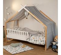 Baldaquin de lit « Cabane » en gaze de coton Jeann - 420 x 130 cm - Gris clair | par SEVIRA KIDS
