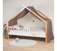 Ciel De Lit Cabane Toile En Gaze De Coton Jeanne 420 X 130 Cm Marron TU