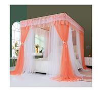 Ciel de lit pour lit Simple, Queen ou King Size, Rideau de lit Style Palais à 4 poteaux d'angle, moustiquaire de Luxe avec Support en métal (Couleur : Orange, Taille : 150 x 200 cm / 59 x 79