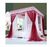 Ciel de lit pour lit Simple, Queen ou King Size, Rideau de lit Style Palais à 4 poteaux d'angle, moustiquaire de Luxe avec Support en métal (Couleur : Rouge, Taille : 180 x 200 cm / 71 x 79