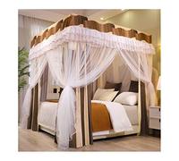 Ciel de lit Style Cour pour lit Simple, Queen ou King, Rideau de lit moustiquaire avec Support, Couvre-lit pour Chambre d'adulte (Couleur : Marron, Taille : 150 x 200 cm / 59 x 79 Pouces)