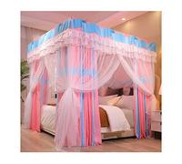 Ciel de lit Style Cour pour lit Simple, Queen ou King, Rideau de lit moustiquaire avec Support, Couvre-lit pour Chambre d'adulte (Couleur : Rose-2, Taille : 150 x 200 cm / 59 x 79 Pouces)