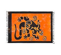 Ciffre Sarong Pareo Jupe enveloppante Linge de Plage Serviette enveloppante Serviette de Bain Boucle Gratuite (Gecko Grand Orange Noir C-G2)