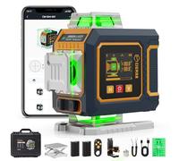 CIGMAN CM-S04 Laser en croix, contrôle intelligent 4 x 360 °, niveau à bulle automatique, avec écran LCD, laser de construction, vert, pour construction intérieure, construction intérieure