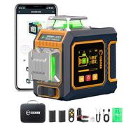 CIGMAN Niveau Laser 360 Autonivelant 3x360°, Laser Vert Chantier avec Grand Écran LCD Latéral, Contrôle APP Bluetooth, Support Magnétique en L, 2 Batteries Li-ion, Laser Niveau