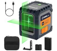 CIGMAN Niveau laser vert, laser à ligne croisée auto-nivelante, distance de travail de 30 m (jusqu'à 50 m avec détecteur), batterie rechargeable intégrée, bouton laser de contrôle