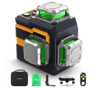 CIGMAN Niveau laser vert, télécommande sans fil Bluetooth par application, niveau laser auto-nivelant avec outil de niveau laser à lignes transversales 3 x 360°, ligne horizontale/verticale, avec supp