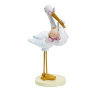 Cigogne avec bébé fille env. 11 cm décoration de gâteau/table
