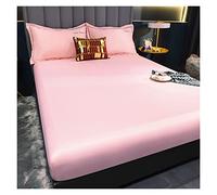 CIGPKLO Draps en Soie Rafraîchissants Drap-Housse élastique Housse de Protection Matelas Couvre-lit en Satin Linge lit Rayonne Drap Simple Double Reine King Size 90(Picture color-05,90x200x25cm 1pc)