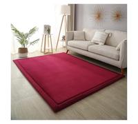 CIGPKLO Tapis en Polaire Corail Grand Tatami Tapis for Salon Enfant Rampant Chambre de Sol épais 2 cm Corail Polaire Doux Matelas(Wine Red,100x100cm)