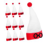 Ciieeo 10pièces Mini Chapeau De Noël pour Bouteille De Vin Housses Réutilisables Décoration De Fête Chapeau Forme Accessoire De Noël