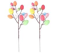 Ciieeo 2 Pièces Boutures De Pâques Faux Oeufs Blancs Chasse Aux Oeufs Remplisseur Décorations De Printemps Nid Œufs Tiges De Pâques Branches D'oeufs De Arbre De Mousse