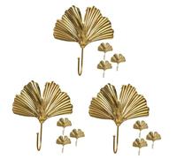 Ciieeo 3 Ensembles Crochets Muraux Dorés Forme Ginkgo Patères Décoratives Pour Vêtements Et Accessoires Support De Clés Élégant Et Pratique 4 Pièces * 3