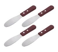 Ciieeo 4 Pièces Racloir à Beurre en Acier Inoxydable à Lame Large avec Manche Bois pour Tartines et, Lot de 4, Cuisine et