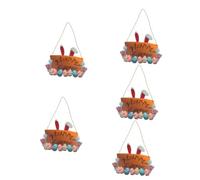 Ciieeo 5 Pièces Pendentif En Bois De Lapin Signe De Manger Décoration Murale Cintre De Couronne Décoration Murale D'Entrée Couronne Pour Porte D'Entrée Décor De Pâques Suspendu Signe De