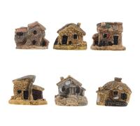 Ciieeo 8 Pièces Ornement Miniature de Cottage, Maisonnette de Jardin Miniature en Résine, Maison en Pierre Vintage pour Bonsaï et Terrarium, Extérieur et Rebords de Fenêtre,