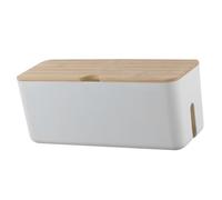 Ciieeo Boîte de Rangement Couvercle pour Câbles en Plastique et Bois Blanc Gestionnaire de Ligne de Cordon Sûr et Gain de Place pour Bureau et Maison