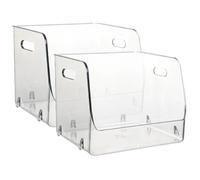 Ciieeo Boîtes de Rangement Transparentes Empilables Design Gain de Place Lot de 2 en Pet pour Maquillage et Articles Divers Cuisine et Cabinet