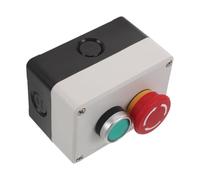 Ciieeo Boîtier de Commande Interrupteur à Bouton-poussoir en Plastique Résistant aux Chocs, Double Commande, 2 Trous, Adapté pour Contrôle Industriel et Arrêt D'urgence