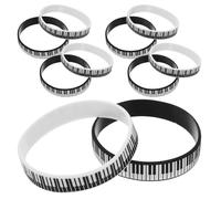Ciieeo Bracelets en Silicone à Touches de Piano 12 Pièces Noir et Blanc, Bracelets en Caoutchouc Musicaux pour Fête, Présents Thème Musique, Accessoires Concert et Quotidien